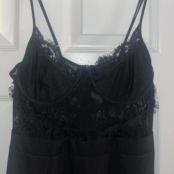 NWOT SEXY REVAMPED Black Lace Sheer Jumpsuit with Wide Leg, SZ S - Picture 1 of 8